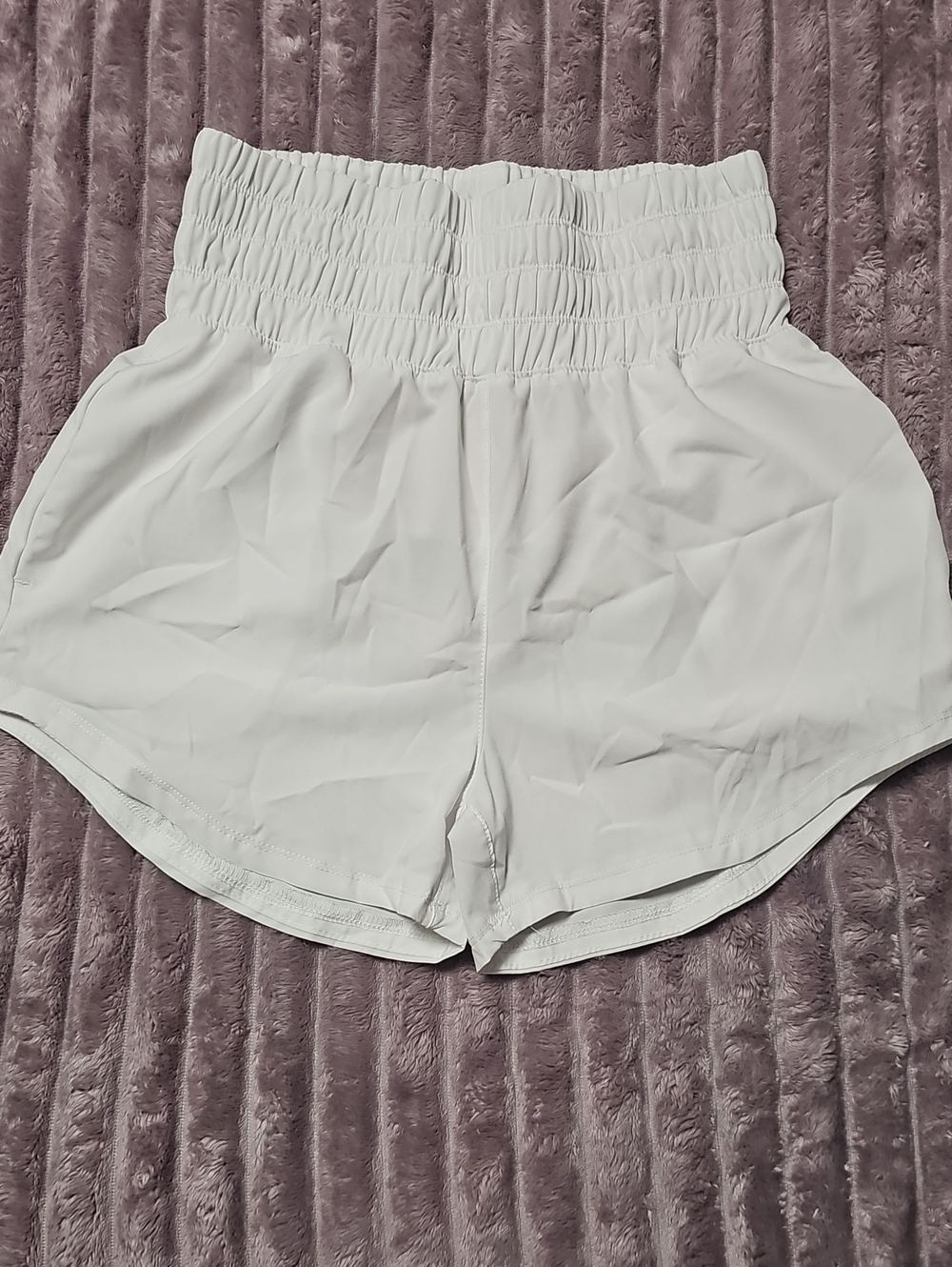White High-Waist Smocked Waistband Women’s Shorts